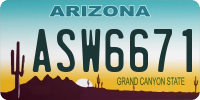 AZ license plate ASW6671