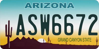 AZ license plate ASW6672
