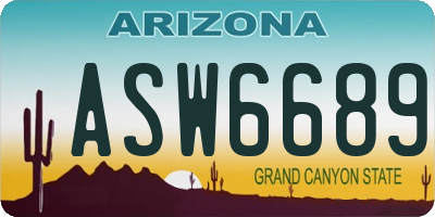 AZ license plate ASW6689