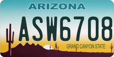 AZ license plate ASW6708