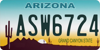 AZ license plate ASW6724