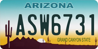 AZ license plate ASW6731