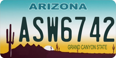 AZ license plate ASW6742