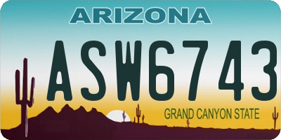 AZ license plate ASW6743
