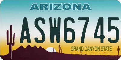 AZ license plate ASW6745