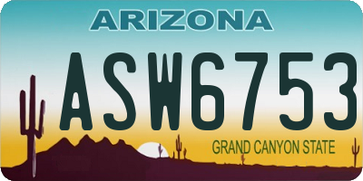 AZ license plate ASW6753