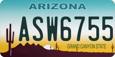 AZ license plate ASW6755