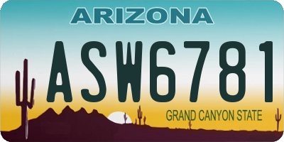 AZ license plate ASW6781