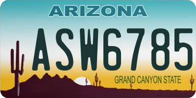AZ license plate ASW6785