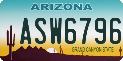 AZ license plate ASW6796