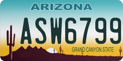 AZ license plate ASW6799