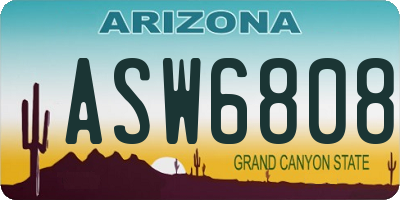 AZ license plate ASW6808