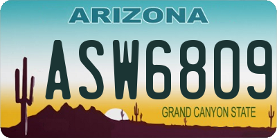 AZ license plate ASW6809