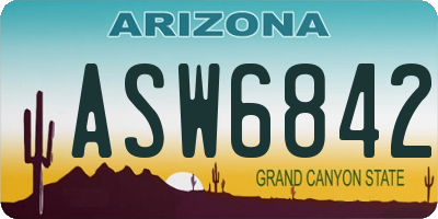 AZ license plate ASW6842