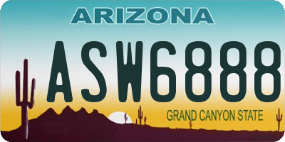 AZ license plate ASW6888