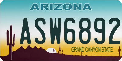 AZ license plate ASW6892