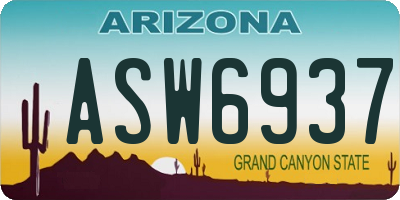 AZ license plate ASW6937