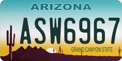 AZ license plate ASW6967