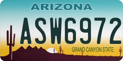 AZ license plate ASW6972