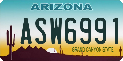 AZ license plate ASW6991