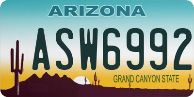 AZ license plate ASW6992