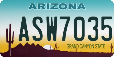 AZ license plate ASW7035