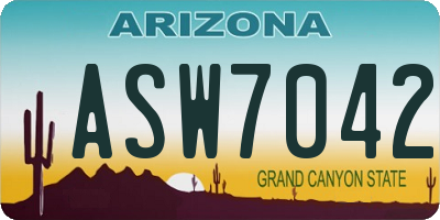 AZ license plate ASW7042