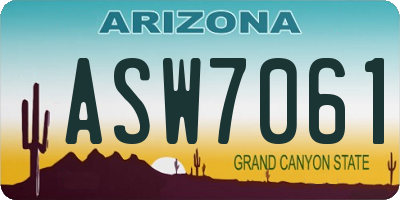AZ license plate ASW7061