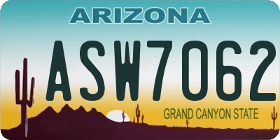 AZ license plate ASW7062