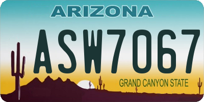 AZ license plate ASW7067