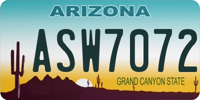 AZ license plate ASW7072