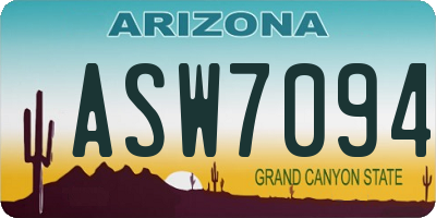 AZ license plate ASW7094