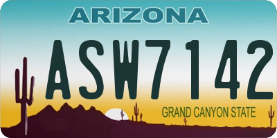 AZ license plate ASW7142