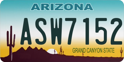AZ license plate ASW7152