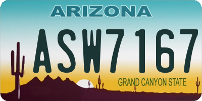 AZ license plate ASW7167