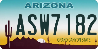 AZ license plate ASW7182