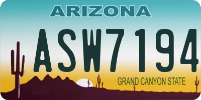 AZ license plate ASW7194