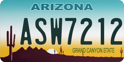 AZ license plate ASW7212
