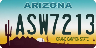 AZ license plate ASW7213