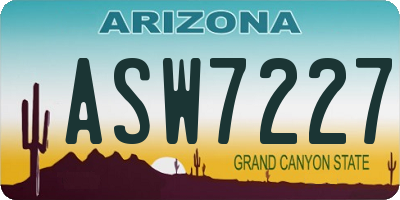 AZ license plate ASW7227