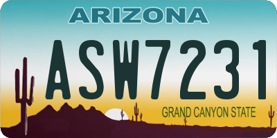 AZ license plate ASW7231