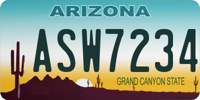 AZ license plate ASW7234