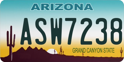 AZ license plate ASW7238
