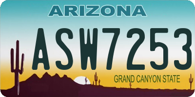 AZ license plate ASW7253