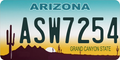 AZ license plate ASW7254