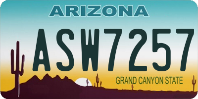 AZ license plate ASW7257