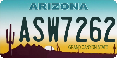 AZ license plate ASW7262