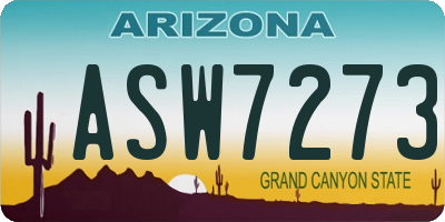 AZ license plate ASW7273