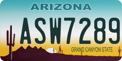 AZ license plate ASW7289