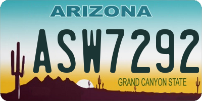 AZ license plate ASW7292